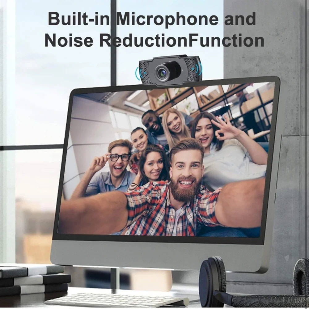 Webcam with Microphone,1080P PC Laptop Desktop Computer Camera USB 2.0 Full HD